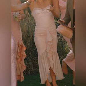 Blue Blush Pink High Low Ruffled Dress